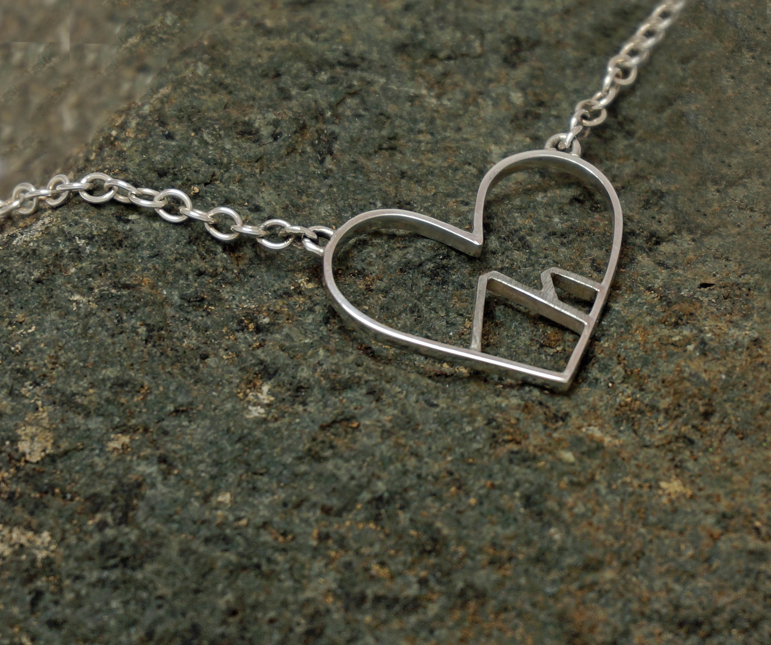 Love the Mountains Heart Mountain Necklace. Women's Mountain Gift. Nature adventure necklace. Handmade Sterling silver Mountain Necklace