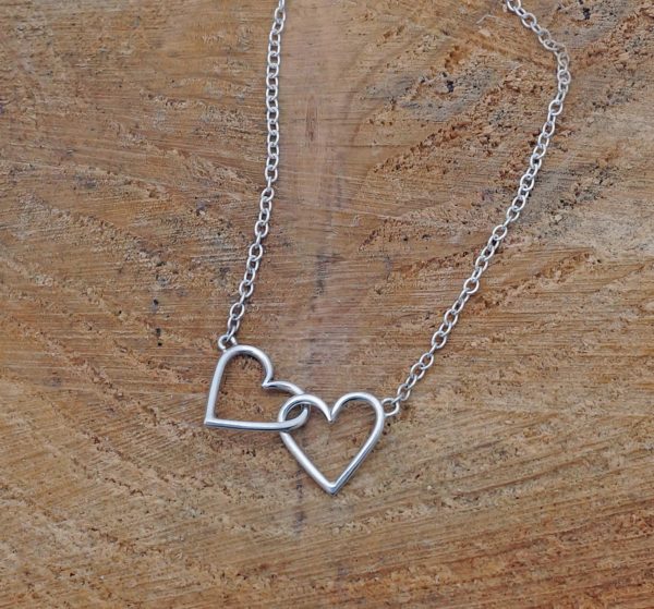 Linked Hearts Necklace Linked Hearts Simple Silver Necklace