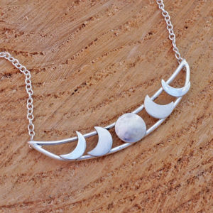 Moon Phase Necklace, Moon, Celestial Crescent Moon
