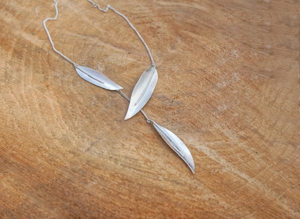Willow Leaf Lariat Necklace, Nature jewellery, Long Necklace