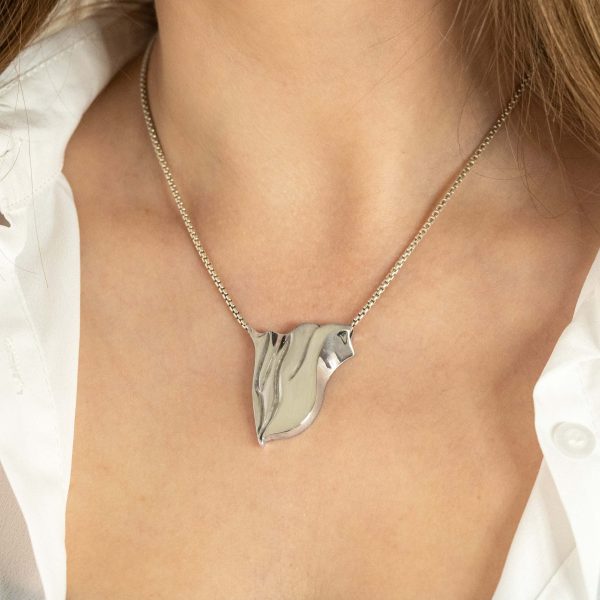 Alaska Mountain sculptural sterling silver mountain necklace handmade chunky statement cut out necklace