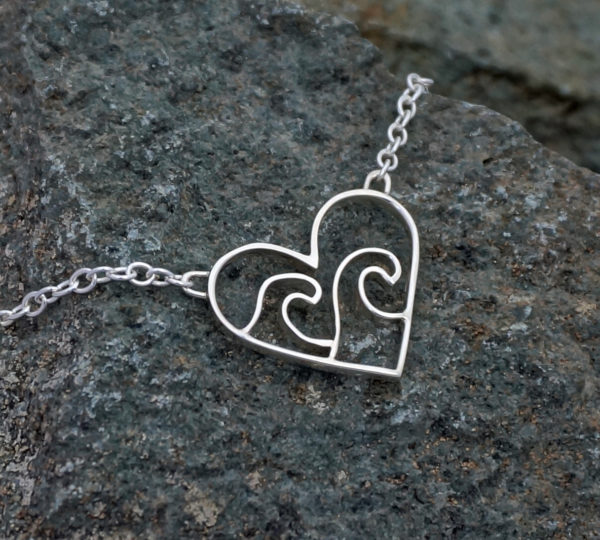 Ocean Wave Heart Necklace Love the ocean Necklace, Wave sea heart necklace