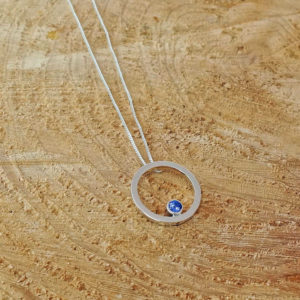 Tanzanite Circle Gemstone Pendant, Modern gemstone jewellery, Park Road Jewellery, Ethically sourced gemstone jewellery