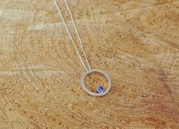 Tanzanite Circle Gemstone Pendant, Modern gemstone jewellery, Park Road Jewellery, Ethically sourced gemstone jewellery