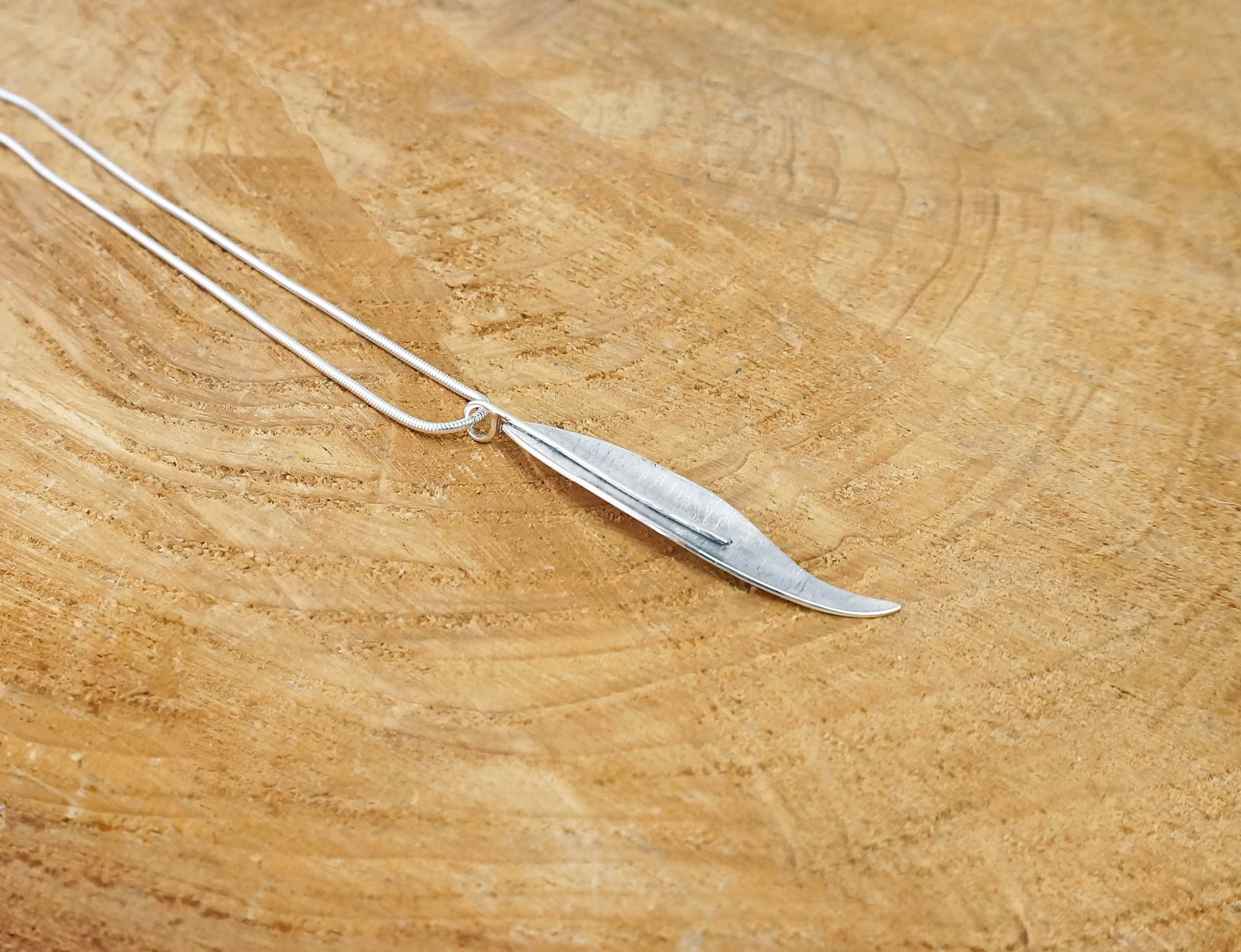 Willow Leaf Pendant, Sterling silver nature jewellery, Park road jewellery