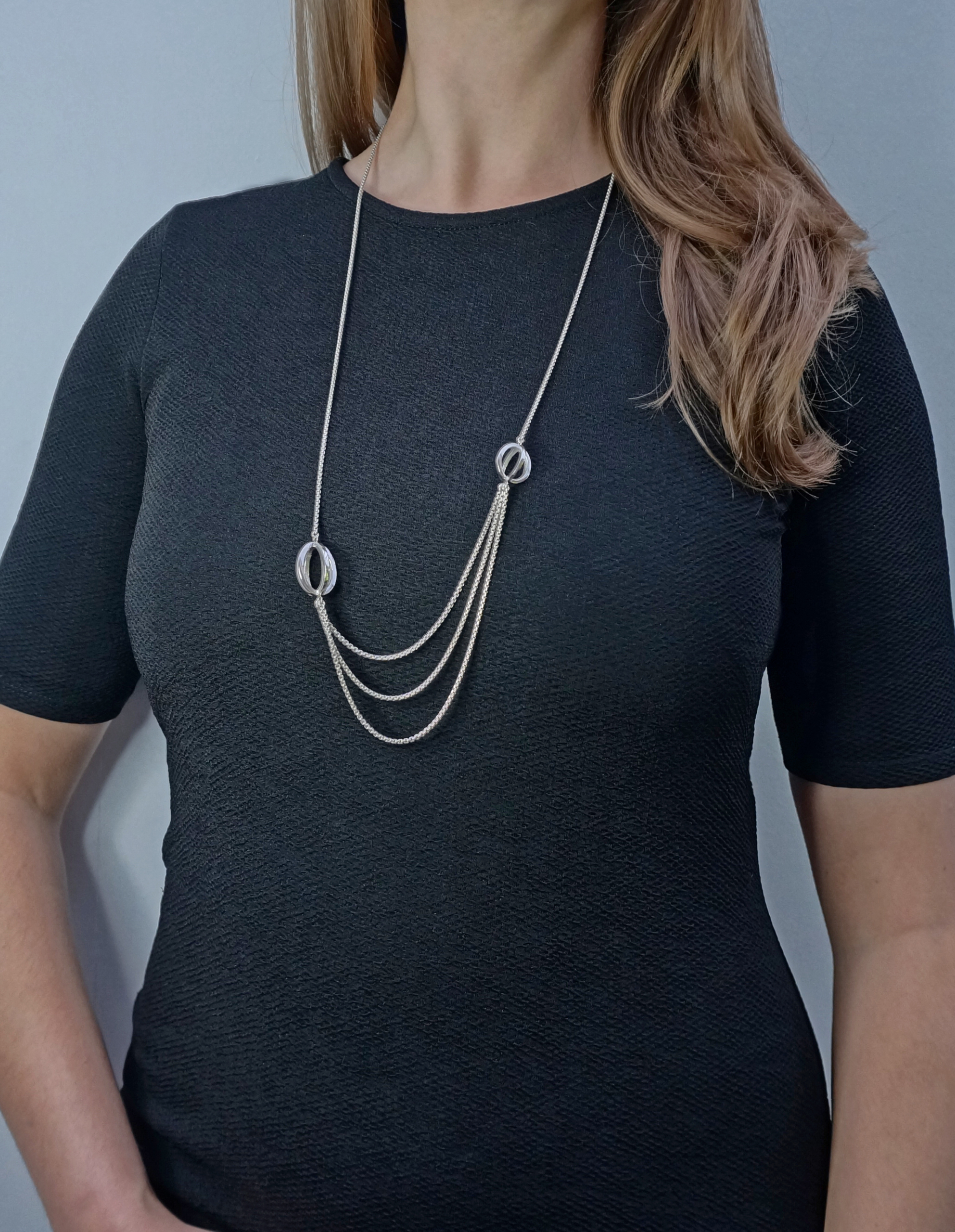 Infinity Multi Strand Long Necklace, sterling silver long layering necklace. park road jewellery