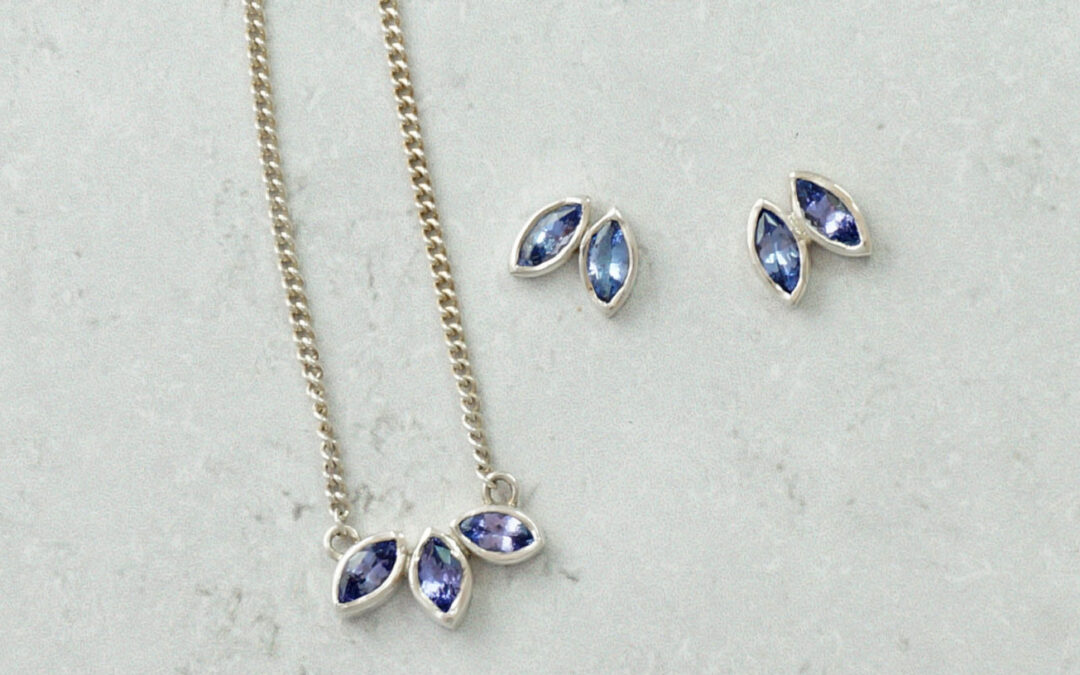 Tanzanite Petal Necklace. Park Road Jewellery, Bespoke Handmade Sterling Silver Jewellery