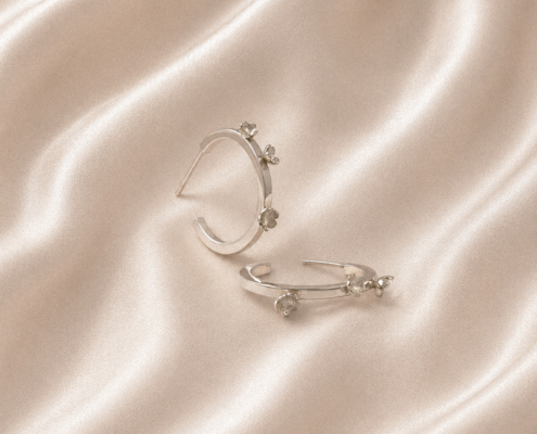 blssom_silver_Hooped Earrings