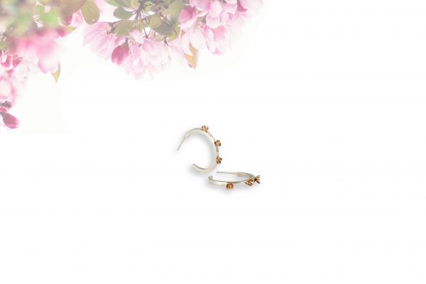 Rose Gold Blossom Hoop silver flower earrings park Road Jewellery Sterling Silver Drop earrings