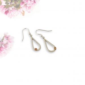 Rose Gold Blossom Dangle drop silver flower earrings park Road Jewellery Sterling Silver Drop earrings