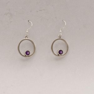 Amethyst circular earrings statement minimalist drop earrings, simple earrings, Park road jewellery