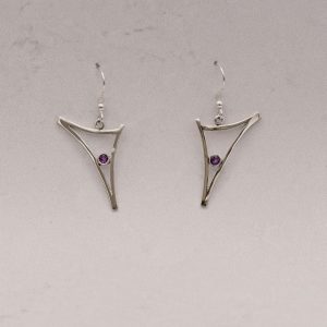 Amethyst triangle earrings statement minimalist drop earrings, simple earrings, Park road jewellery