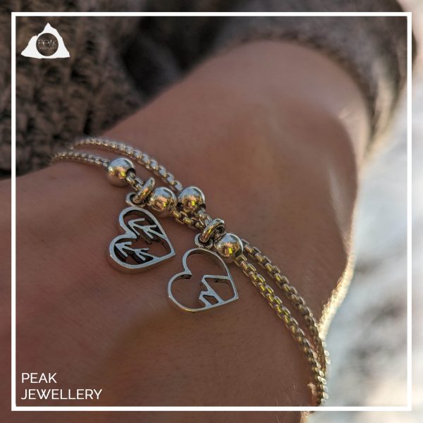 Mountain Charm Bracelet, Peak Jewellery, Nature gift, Ocean wave bracelet