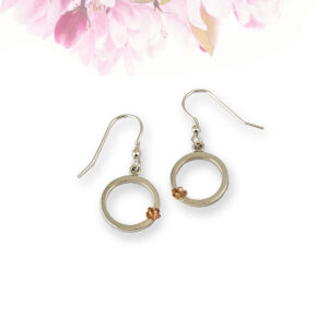 Cherry Blossom Circle Drop Flower Earrings, Petal floral silver earrings, Sterling Silver Minimalist Jewellery, handcrafted to a high standard. Park Road Jewellery