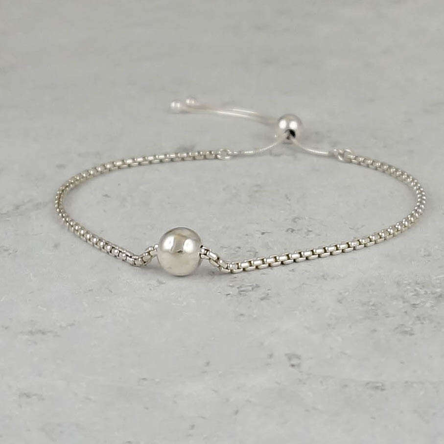 Sterling Silver Ball Charm Adjustable Bracelet Park Road Jewellery, Bespoke Handmade Sterling Silver Jewellery