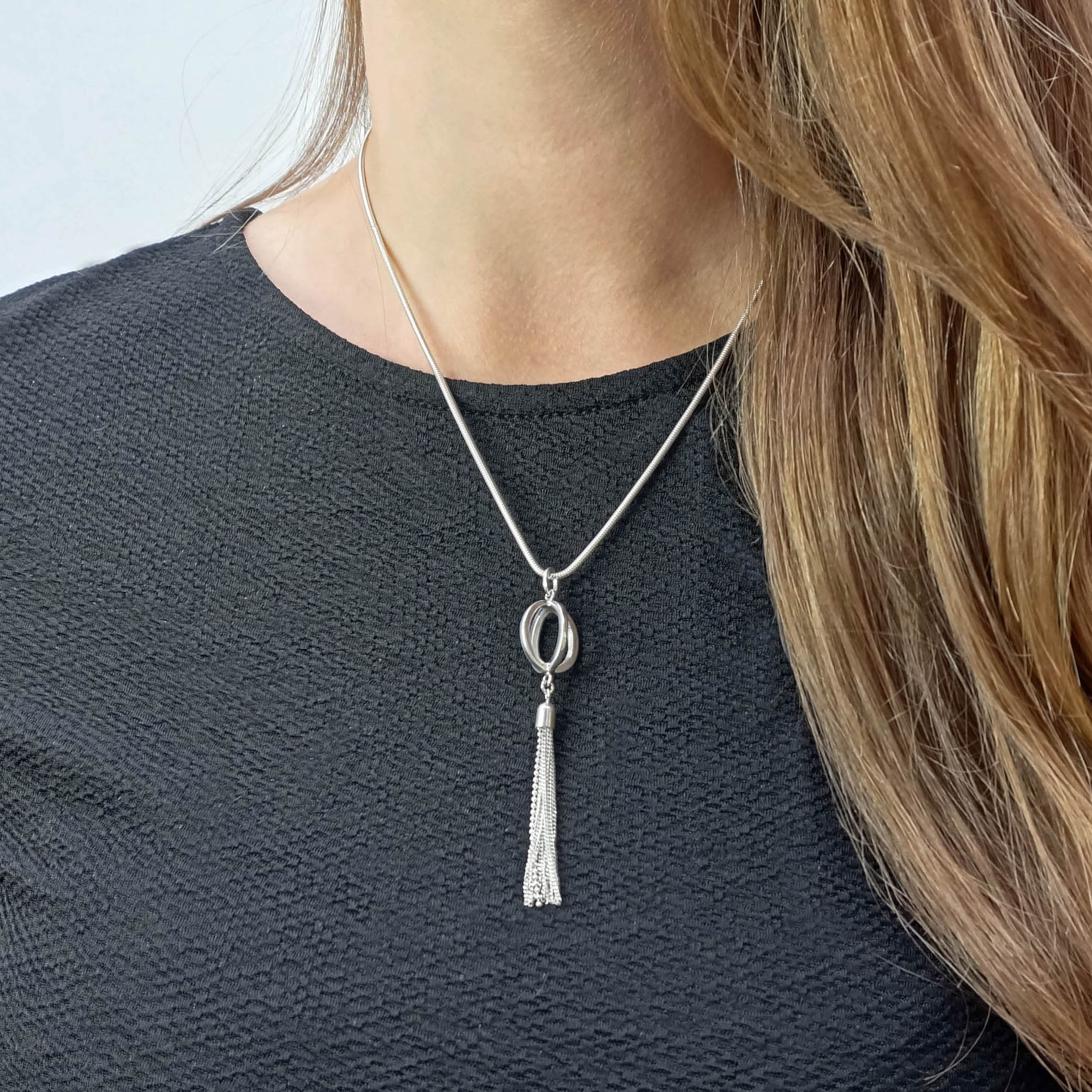 Tassel Cage Necklace Sterling Silver geometric jewellery, Unique handmade pendant