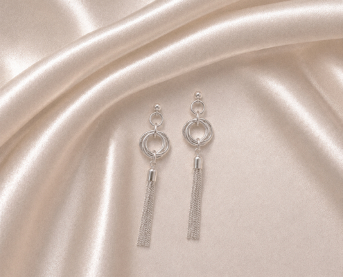 love knot tassel earrings_V2 Love Knot interlocking circle earrings, interlocking-circle necklaces and earrings celebrating love, unity, family and connection. Symbolic silver jewellery.