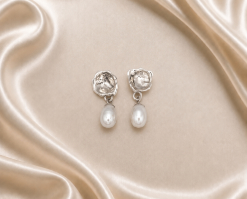 Oyster pearl earrings_V2 Oyster Shell Ocean pearl earrings. Park Road Jewellery. water cast silver jewellery. one of a kind jewellery gift. Ocean Coastal jewellery