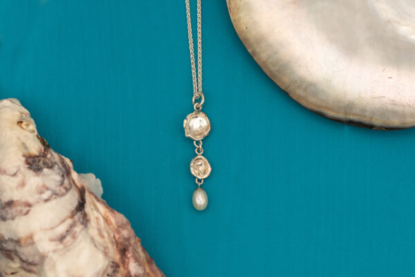 Oyster, Nature, Shell Jewellery, Freshwater pearl, handmade sterling silver water casting rustic nature inspired jewellery, park road jewellery